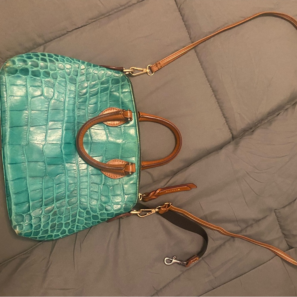 Dooney & Bourke Teal Crocodile-Embossed Shoulder Bag - Picture 3 of 3